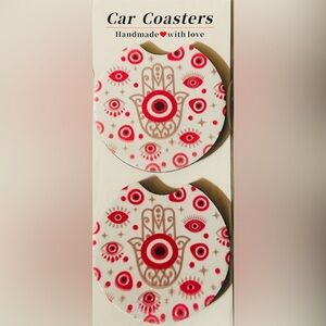 Red and Beige Patterned Coasters